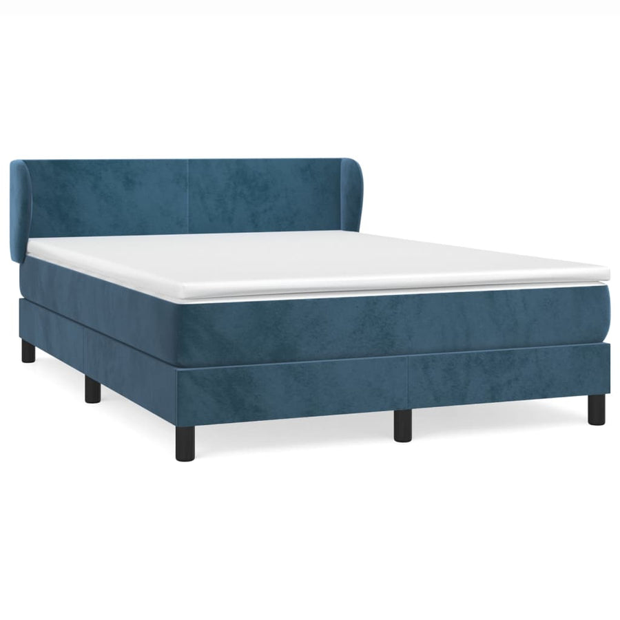 Boxspring Met Matras Fluweel Donkerblauw 140 x 200 cm Effen ontwerp
