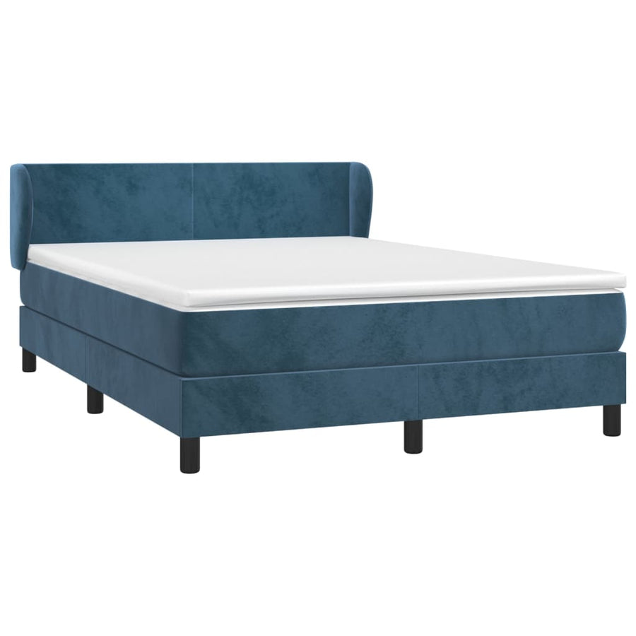 Boxspring Met Matras Fluweel Donkerblauw 140 x 200 cm Effen ontwerp
