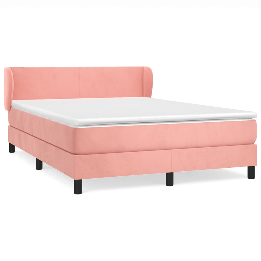 Boxspring Met Matras Fluweel Roze 140 x 200 cm Effen ontwerp