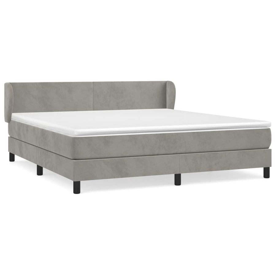 Boxspring Met Matras Fluweel Lichtgrijs 160 x 200 cm Effen ontwerp