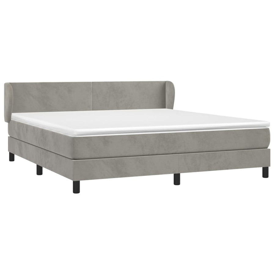 Boxspring Met Matras Fluweel Lichtgrijs 160 x 200 cm Effen ontwerp