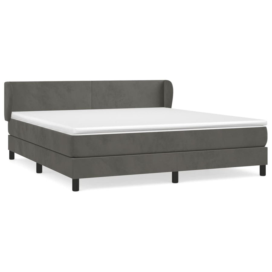 Boxspring Met Matras Fluweel Donkergrijs 160 x 200 cm Effen ontwerp