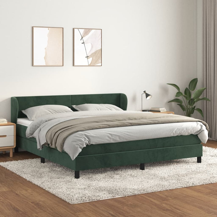 Boxspring Met Matras Fluweel 160 x 200 cm Donkergroen