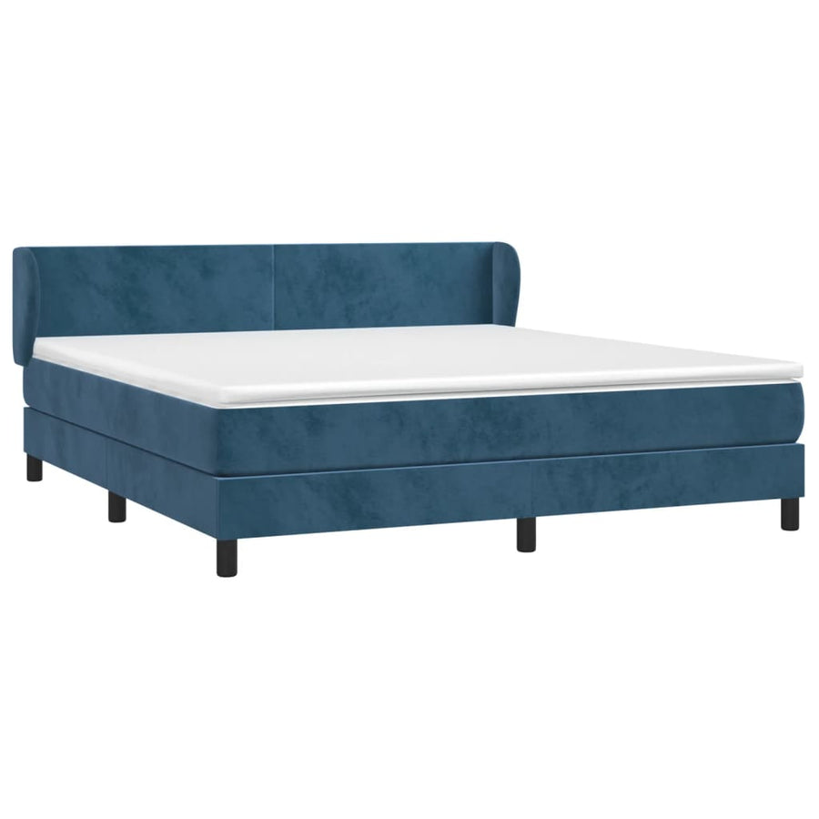 Boxspring Met Matras Fluweel Donkerblauw 160 x 200 cm Effen ontwerp