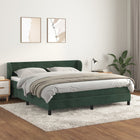 Boxspring Met Matras Fluweel Donkergroen 180X200 Cm 180 x 200 cm Effen ontwerp