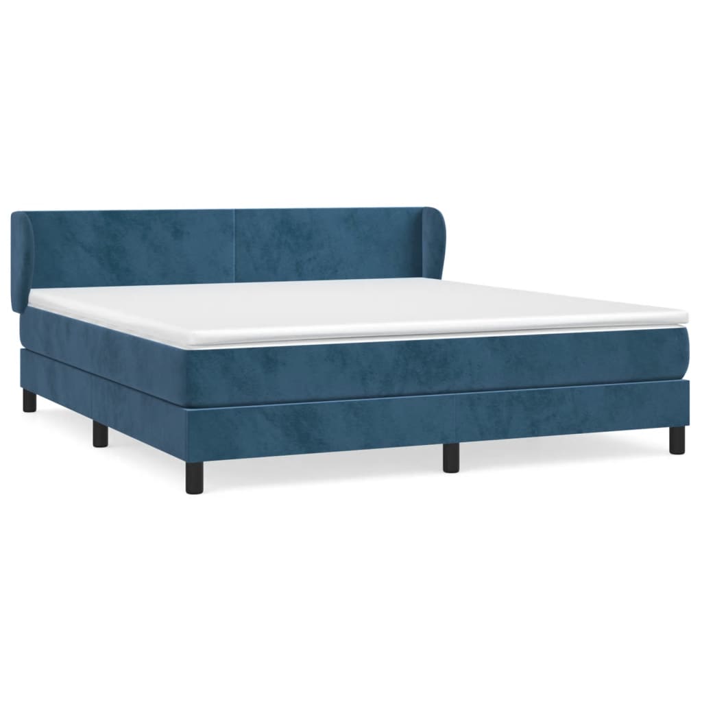 Boxspring Met Matras Fluweel Donkerblauw 180X200 Cm Donkerblauw 180 x 200 cm Effen ontwerp