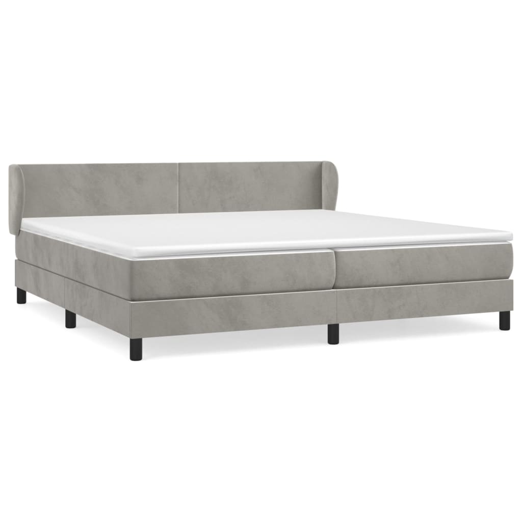 Boxspring Met Matras Fluweel Lichtgrijs 200 x 200 cm Effen ontwerp