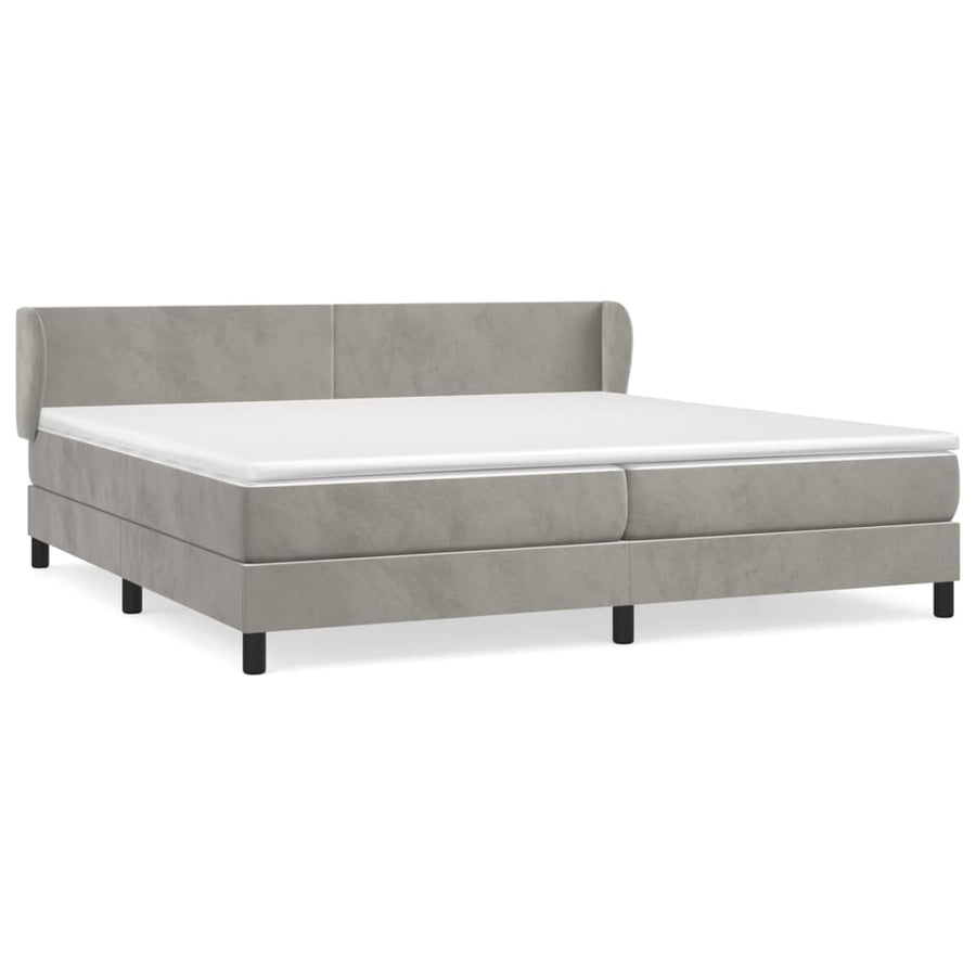 Boxspring Met Matras Fluweel Lichtgrijs 200 x 200 cm Effen ontwerp