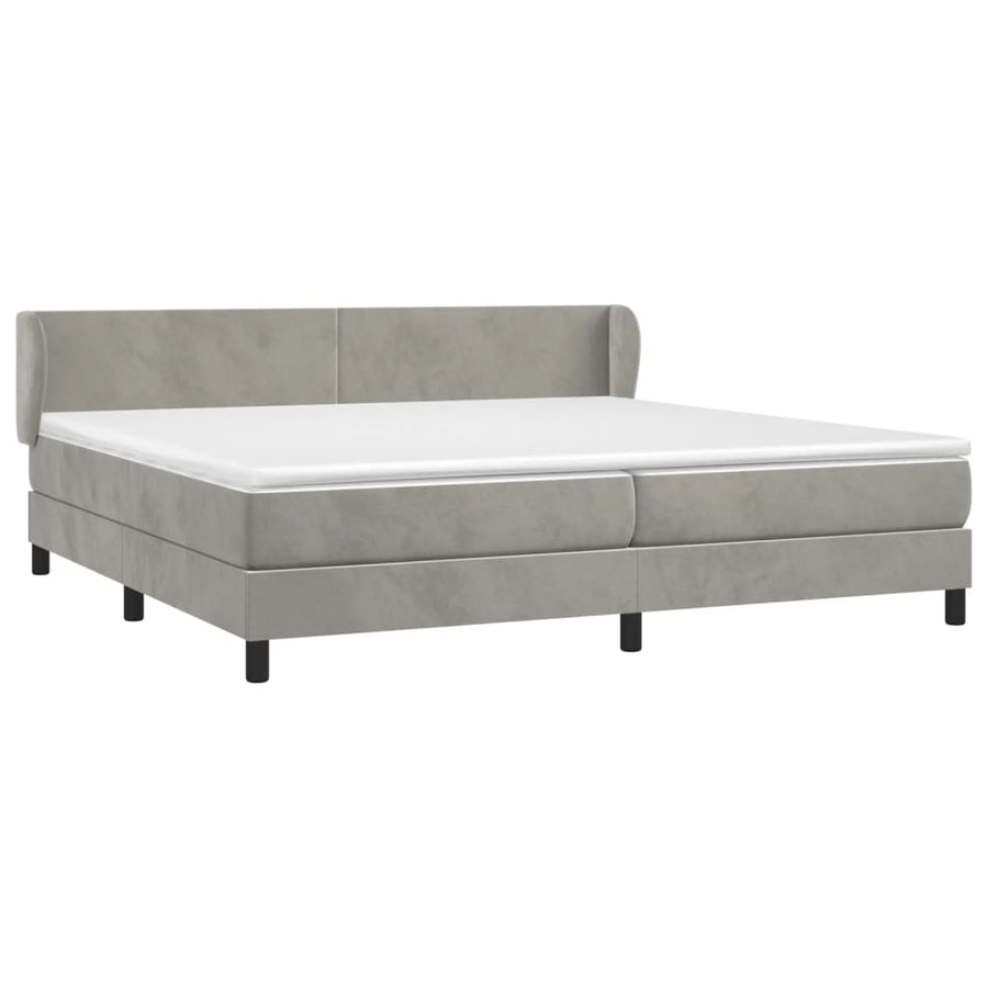 Boxspring Met Matras Fluweel Lichtgrijs 200 x 200 cm Effen ontwerp