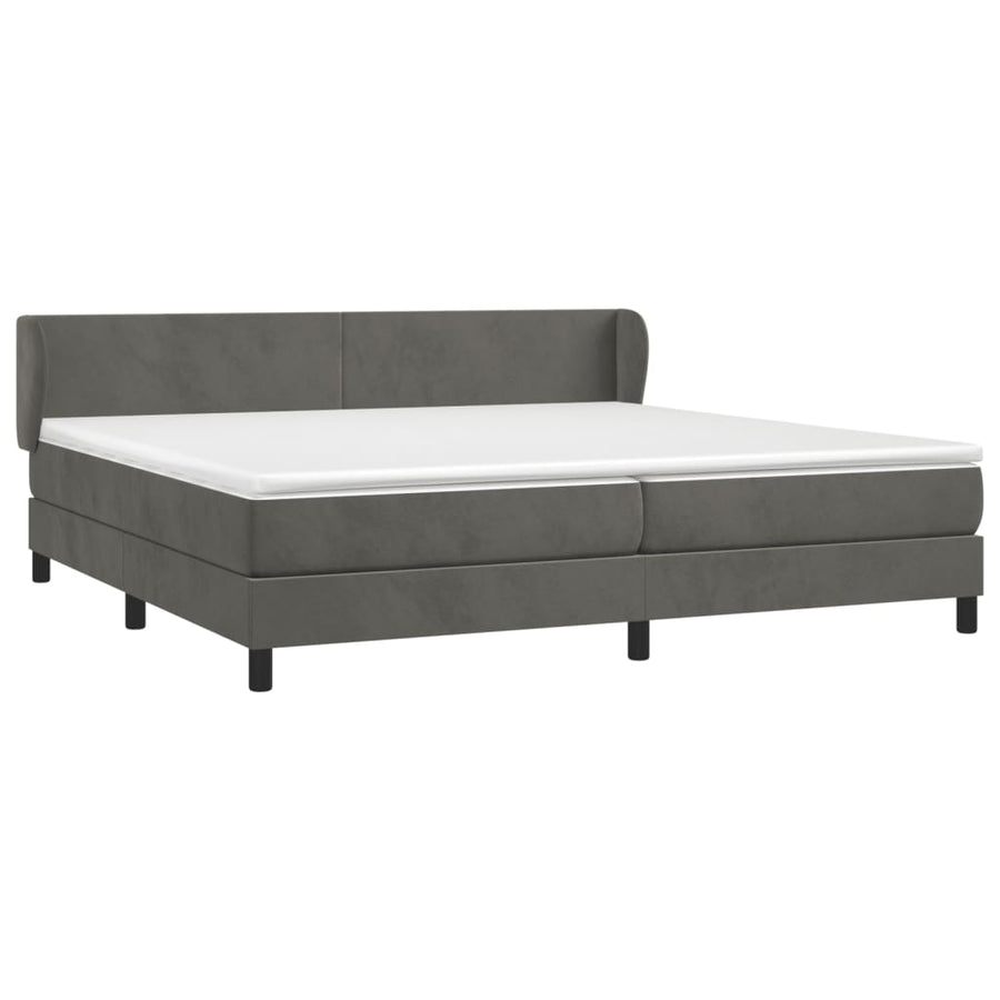 Boxspring Met Matras Fluweel Donkergrijs 200 x 200 cm Effen ontwerp