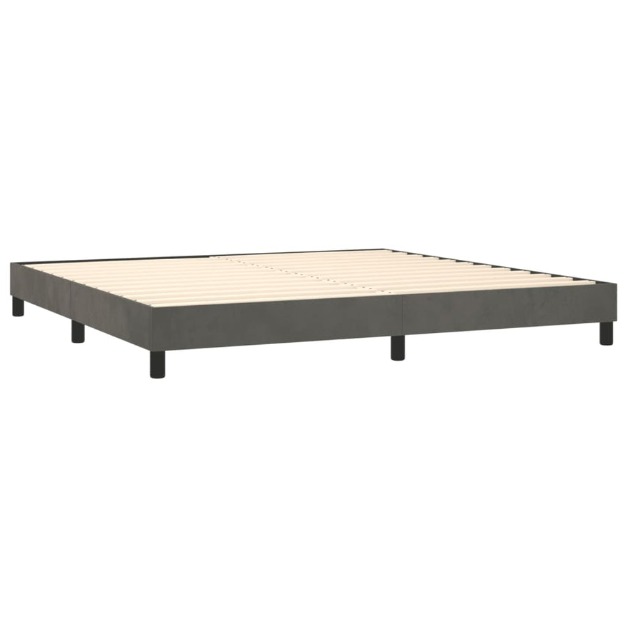 Boxspring Met Matras Fluweel Donkergrijs 200 x 200 cm Effen ontwerp