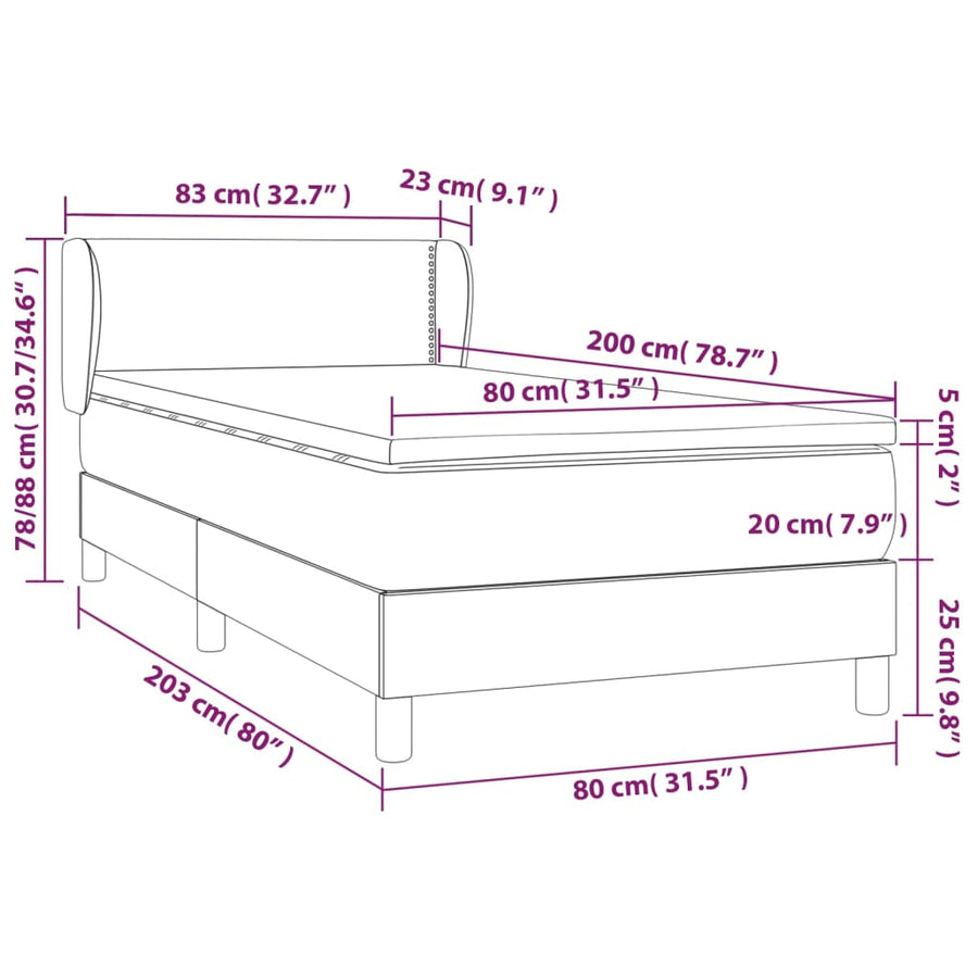 Boxspring Met Matras Fluweel Donkergroen 80 x 200 cm Effen met spijkers