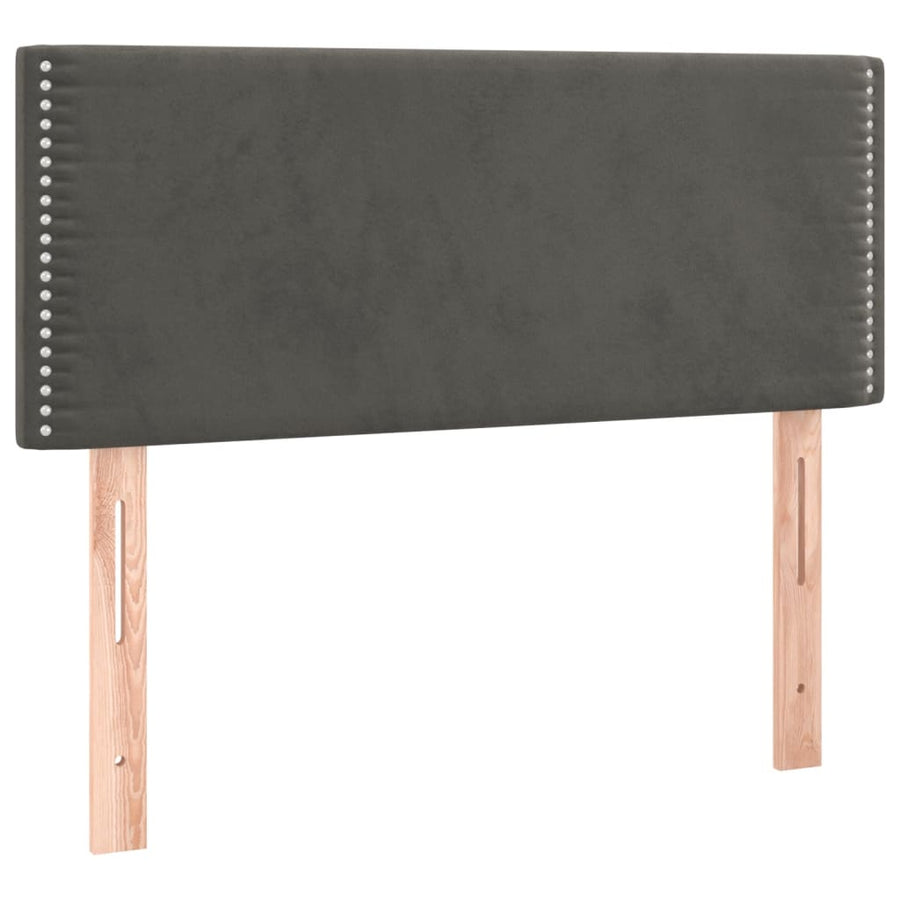 Boxspring Met Matras Fluweel Donkergrijs 90 x 190 cm Effen met spijkers