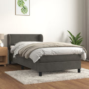 Boxspring met matras 90x190 cm donkergrijs fluweel