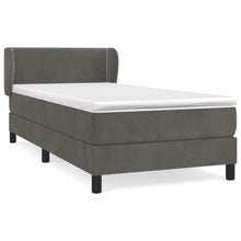 Boxspring Met Matras Fluweel Donkergrijs 90 x 200 cm Effen met spijkers