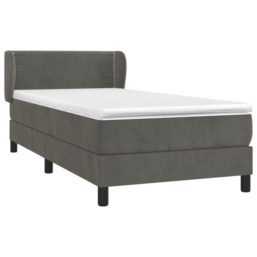 Boxspring Met Matras Fluweel Donkergrijs 100 x 200 cm Effen met spijkers