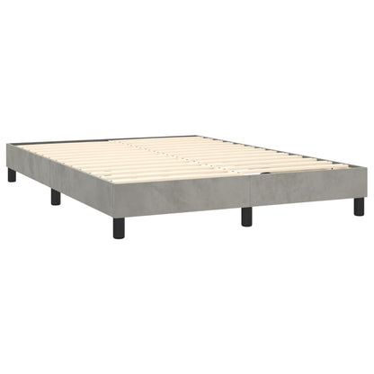 Boxspring Met Matras Fluweel Lichtgrijs 140 x 190 cm Effen met spijkers