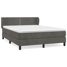 Boxspring Met Matras Fluweel Donkergrijs 140 x 190 cm Effen met spijkers