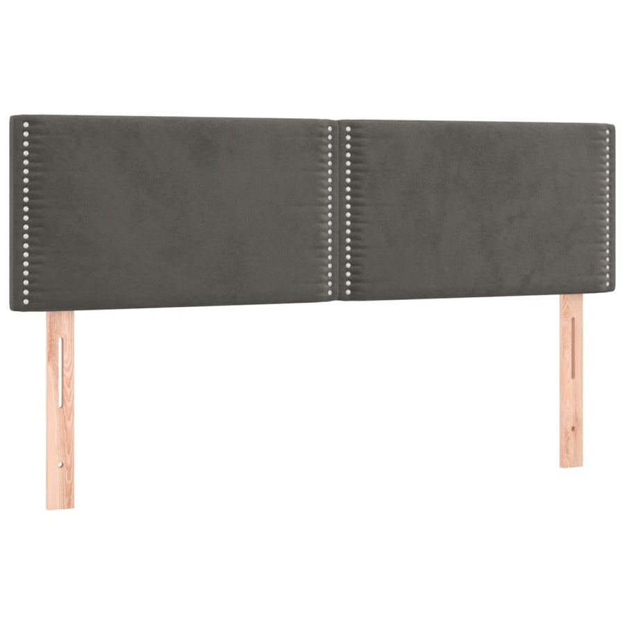 Boxspring Met Matras Fluweel Donkergrijs 140 x 190 cm Effen met spijkers