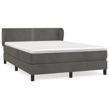 Boxspring Met Matras Fluweel Donkergrijs 140 x 200 cm Effen met spijkers