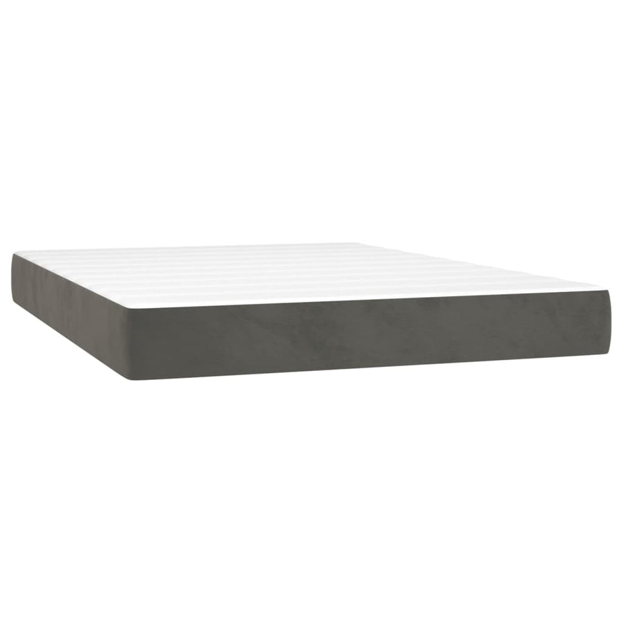 Boxspring Met Matras Fluweel Donkergrijs 140 x 200 cm Effen met spijkers