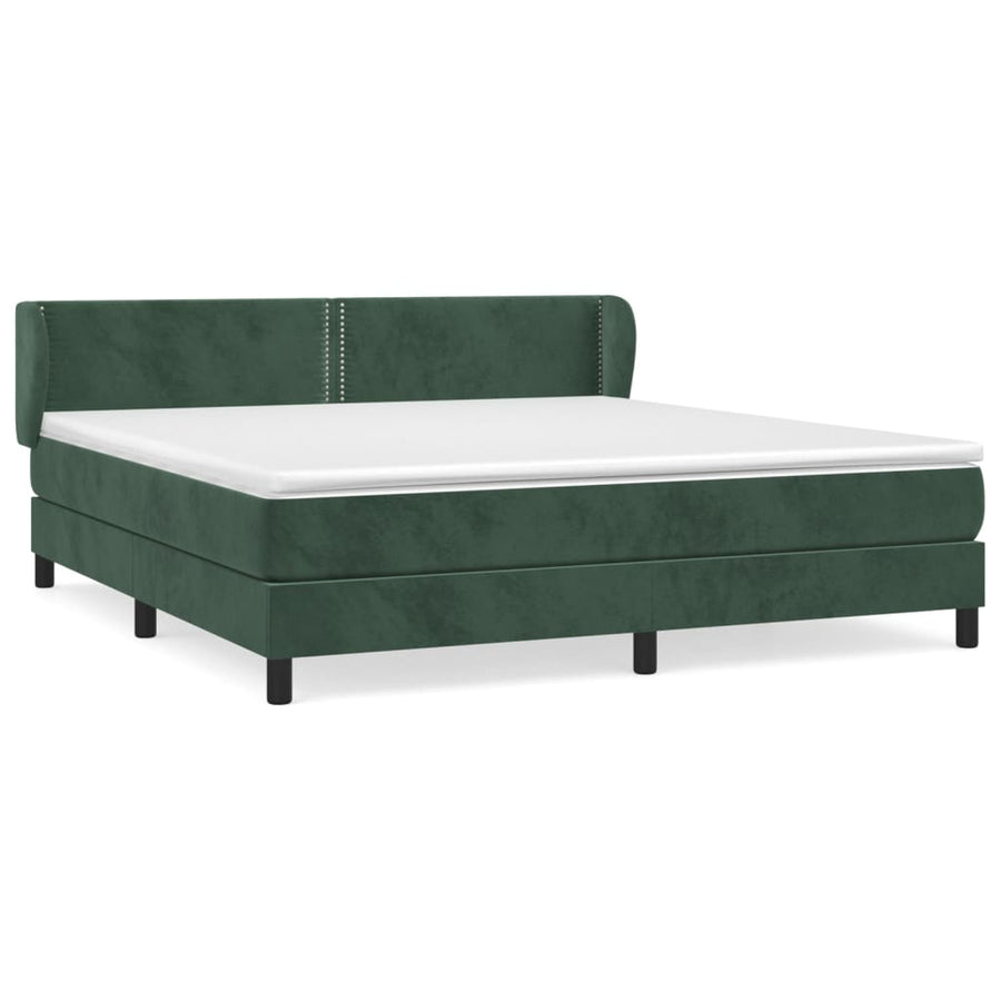 Boxspring Met Matras Fluweel Donkergroen 180 x 200 cm Effen met spijkers