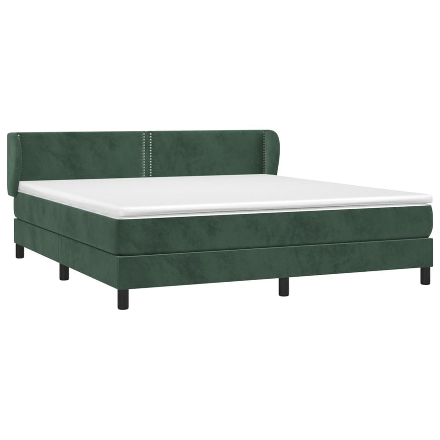 Boxspring Met Matras Fluweel Donkergroen 180 x 200 cm Effen met spijkers