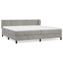 Boxspring Met Matras Fluweel Lichtgrijs 200 x 200 cm Effen met spijkers