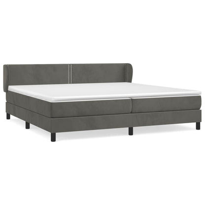 Boxspring Met Matras Fluweel Donkergrijs 200 x 200 cm Effen met spijkers