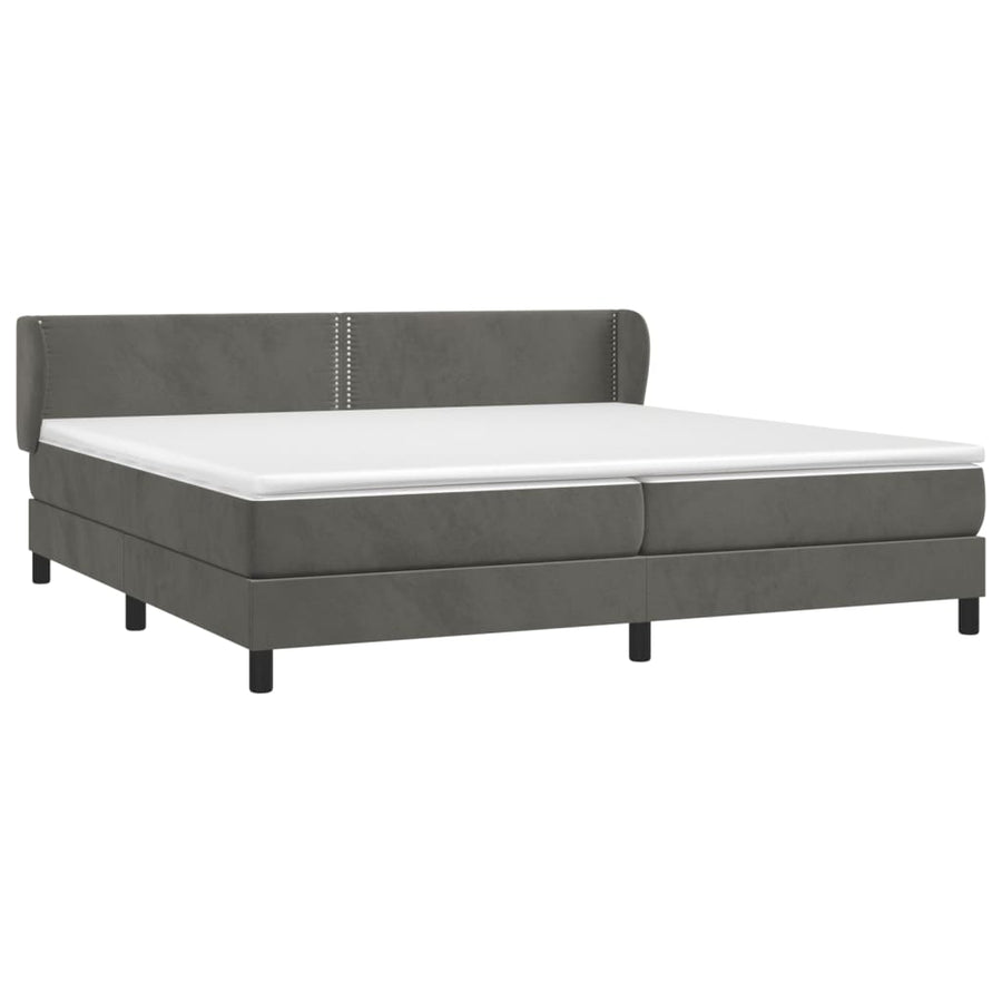 Boxspring Met Matras Fluweel Donkergrijs 200 x 200 cm Effen met spijkers