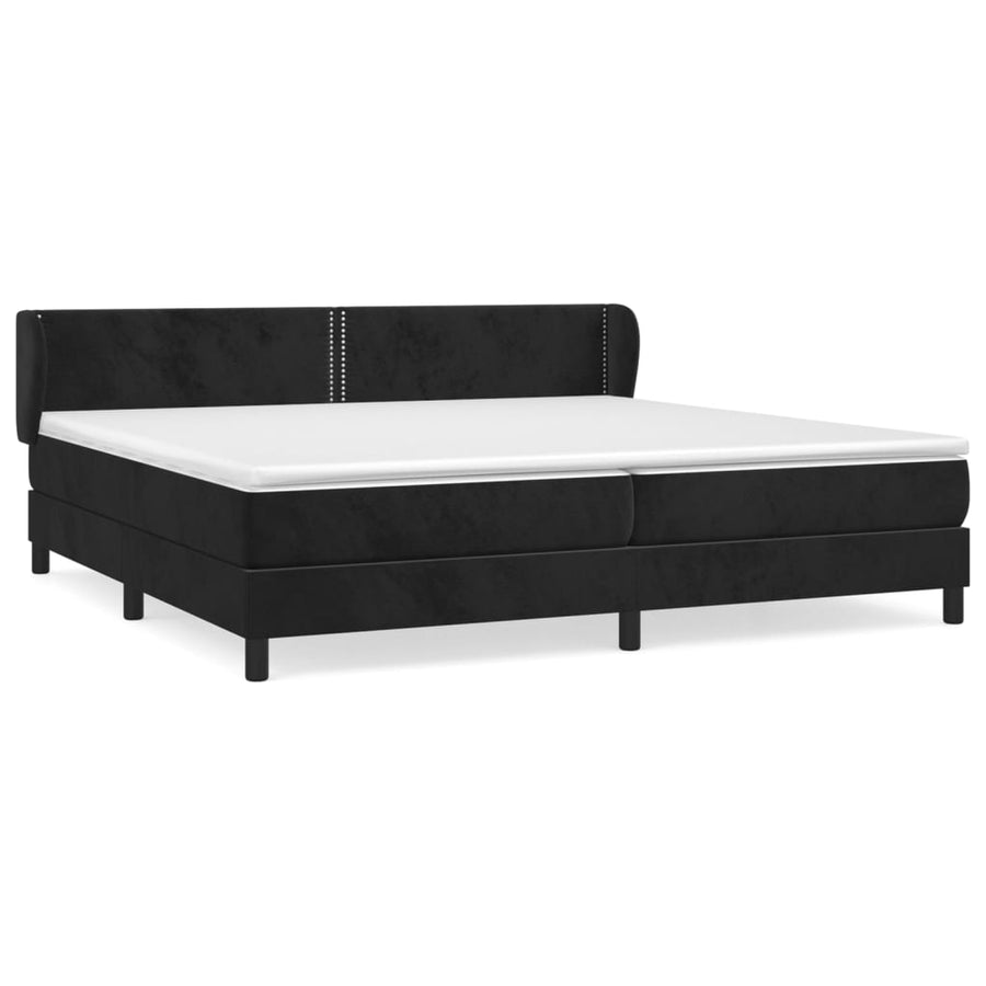 Boxspring met matras fluweel zwart 200x200 cm 200 x 200 cm Zwart