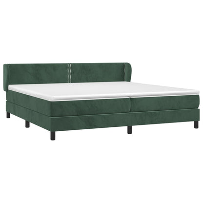 Boxspring Met Matras Fluweel Donkergroen 200 x 200 cm Effen met spijkers