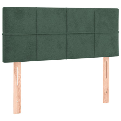 Boxspring Met Matras Fluweel Donkergroen 80 x 200 cm Blok met vierkanten