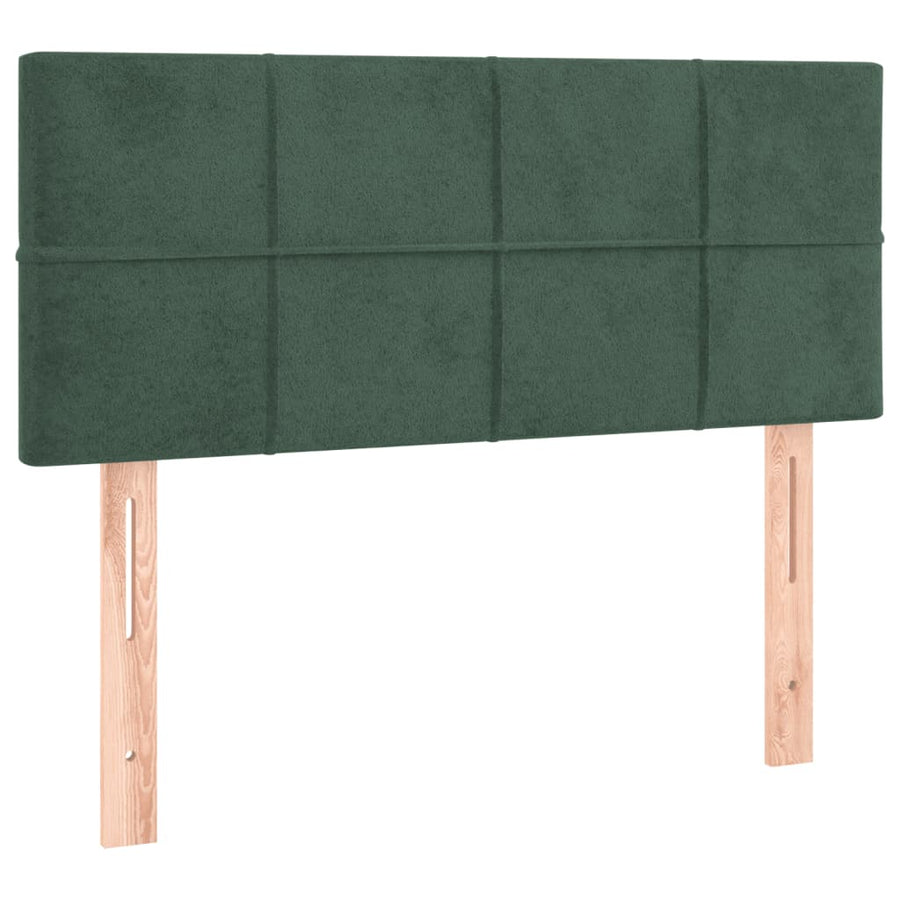Boxspring Met Matras Fluweel Donkergroen 80 x 200 cm Blok met vierkanten