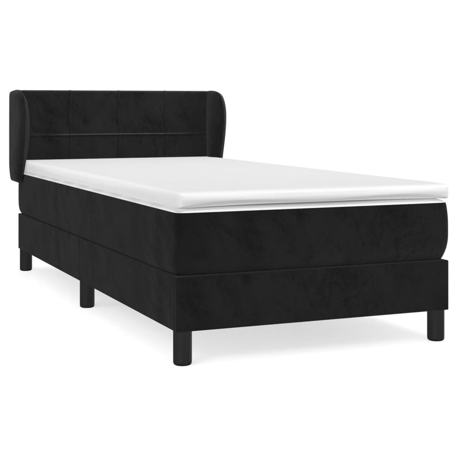Boxspring met matras fluweel zwart 90x200 cm 90 x 200 cm Zwart