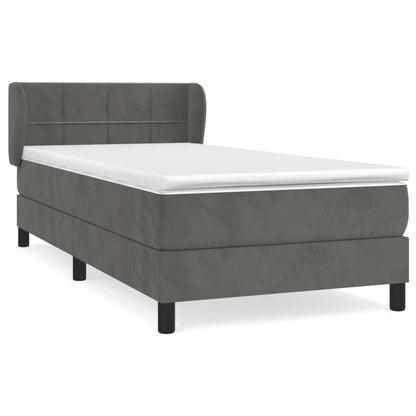 Boxspring Met Matras Fluweel Donkergrijs 100 x 200 cm Blok met vierkanten