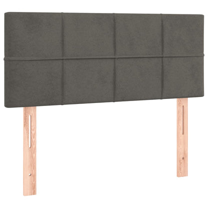 Boxspring Met Matras Fluweel Donkergrijs 100 x 200 cm Blok met vierkanten