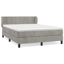 Boxspring Met Matras Fluweel Lichtgrijs 140 x 190 cm Blok met vierkanten