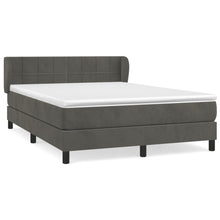 Boxspring Met Matras Fluweel Donkergrijs 140 x 190 cm Blok met vierkanten