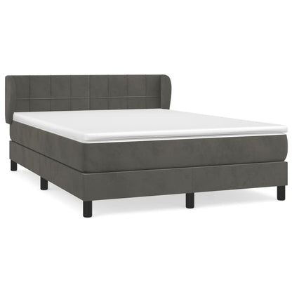 Boxspring Met Matras Fluweel Donkergrijs 140 x 190 cm Blok met vierkanten