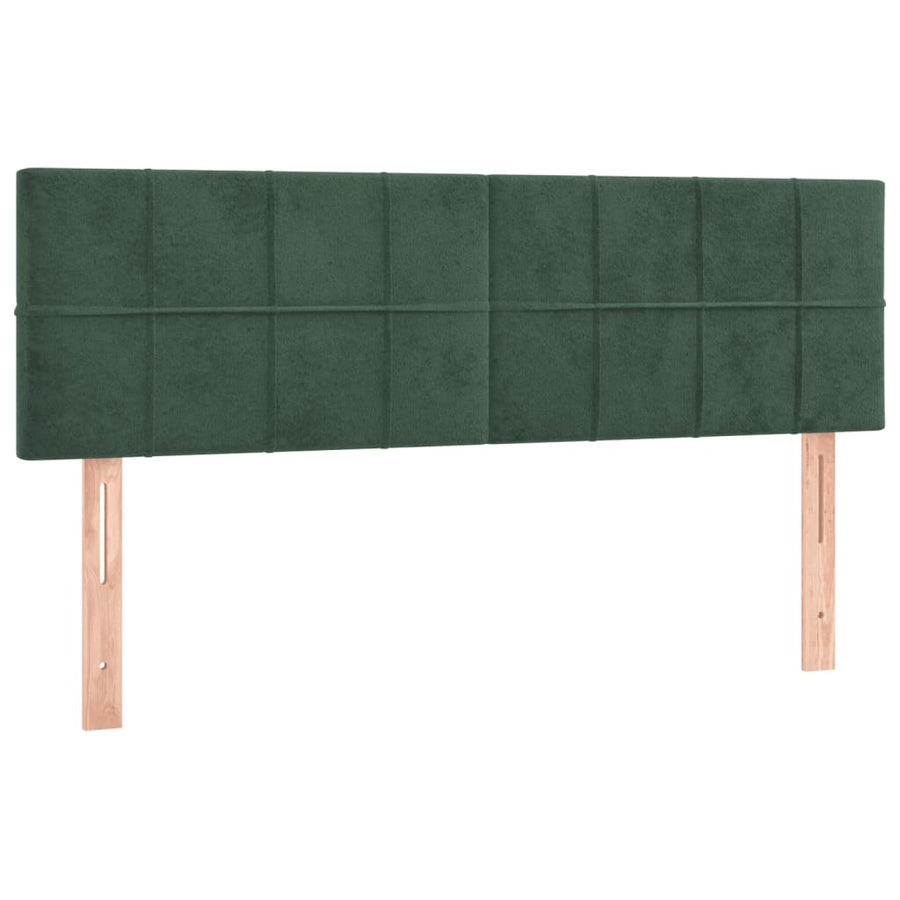 Boxspring Met Matras Fluweel Donkergroen 140 x 190 cm Blok met vierkanten