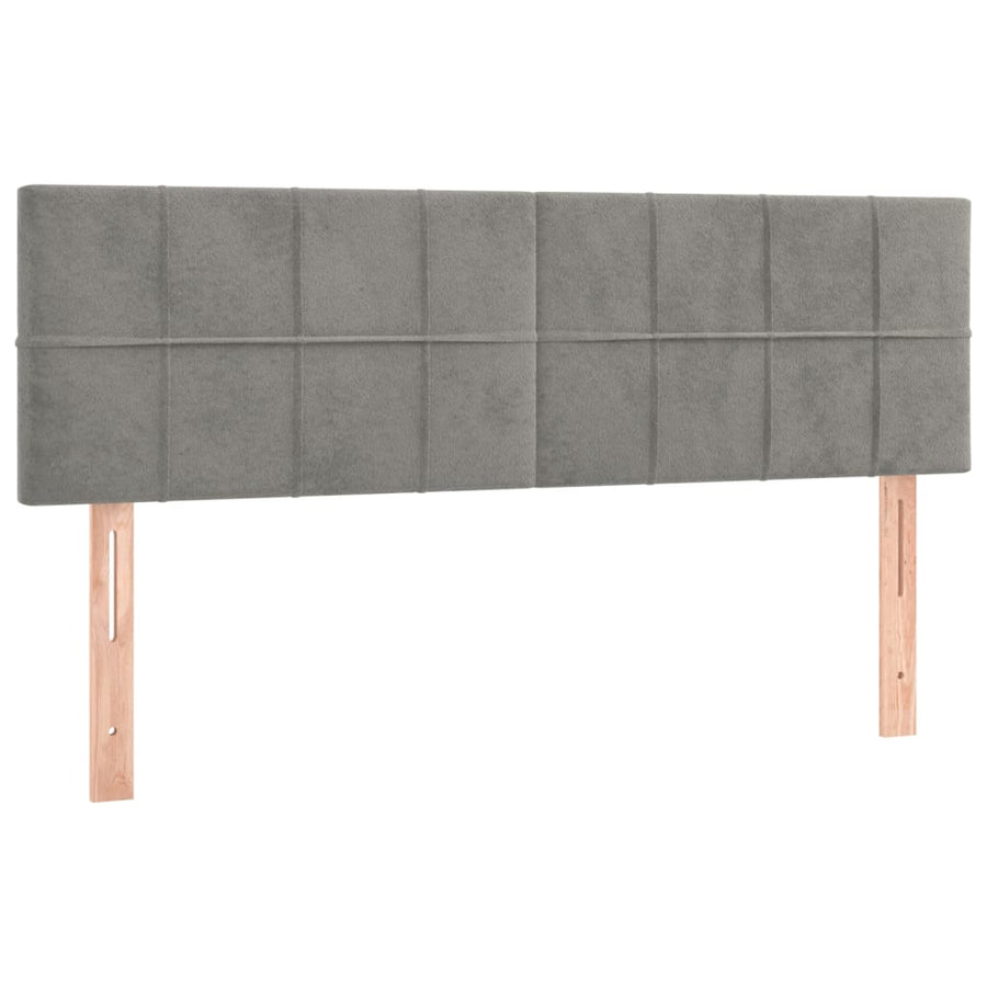 Boxspring Met Matras Fluweel Lichtgrijs 140 x 200 cm Blok met vierkanten
