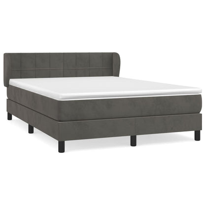 Boxspring Met Matras Fluweel Donkergrijs 140 x 200 cm Blok met vierkanten