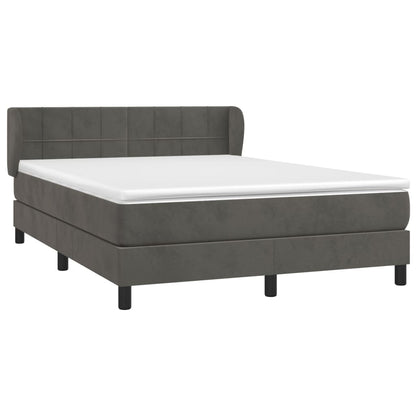 Boxspring Met Matras Fluweel Donkergrijs 140 x 200 cm Blok met vierkanten
