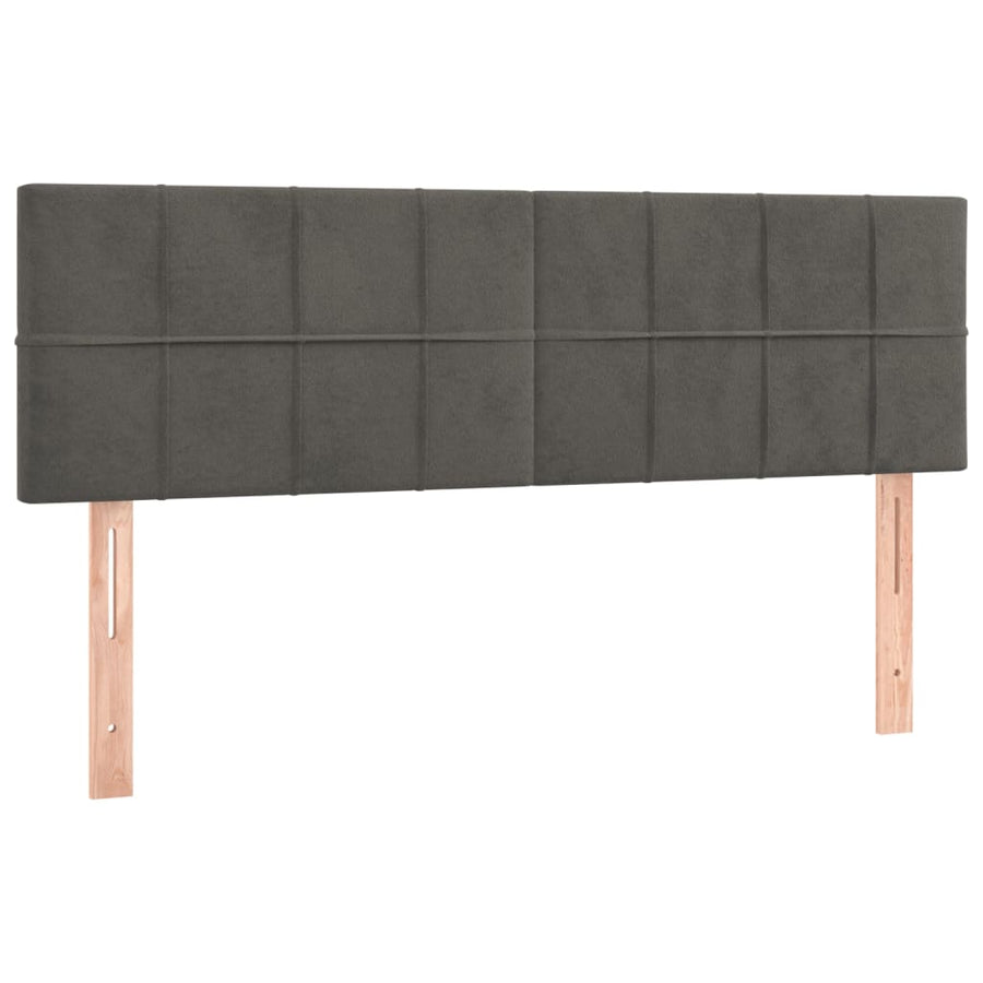 Boxspring Met Matras Fluweel Donkergrijs 140 x 200 cm Blok met vierkanten