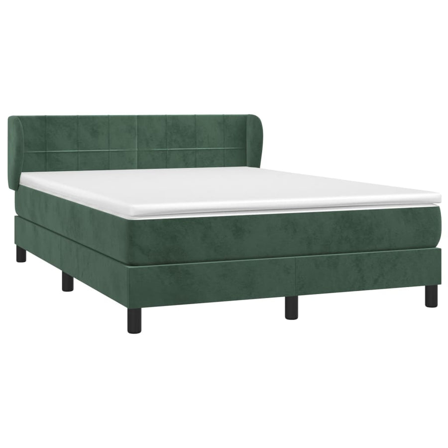 Boxspring Met Matras Fluweel Donkergroen 140 x 200 cm Blok met vierkanten