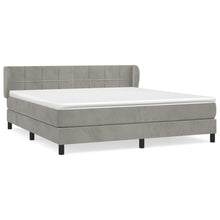 Boxspring Met Matras Fluweel Lichtgrijs 160 x 200 cm Blok met vierkanten
