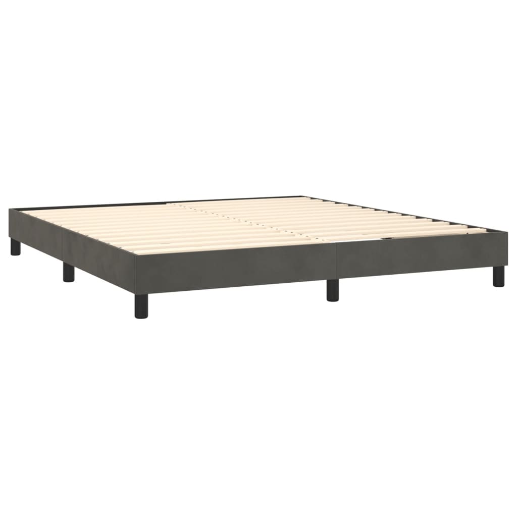 Boxspring Met Matras Fluweel Donkergrijs 180 x 200 cm Blok met vierkanten