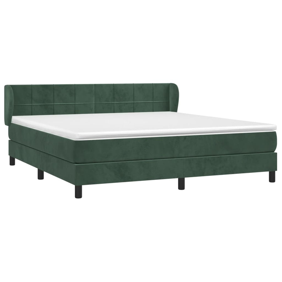 Boxspring Met Matras Fluweel Donkergroen 180 x 200 cm Blok met vierkanten
