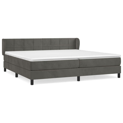 Boxspring Met Matras Fluweel Donkergrijs 200 x 200 cm Blok met vierkanten